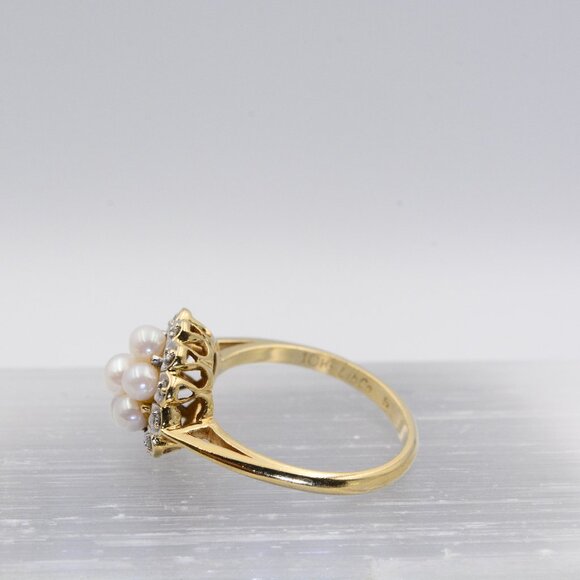 LibCo Seed Pearl Ring with Diamond Halo - Picture 5 of 10